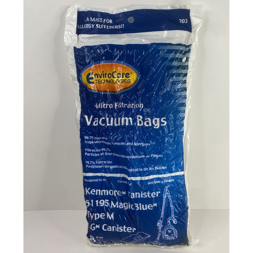 EnviroCare Vacuum Cleaner Dust‎ Bag.8 Bags Total. Type M LG Canister-New/sealed